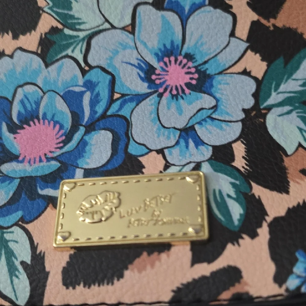 Betsey Johnson Floral Leopard Backpack - Blue and Tan GUC - Picture 2 of 16